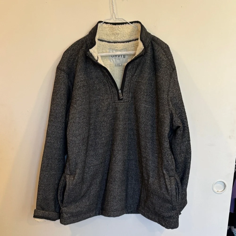 Orvis Men's Charcoal Zip-Up Sweater